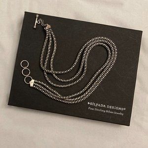 Silpada rare retired 3 strand Sterling Silver popcorn necklace